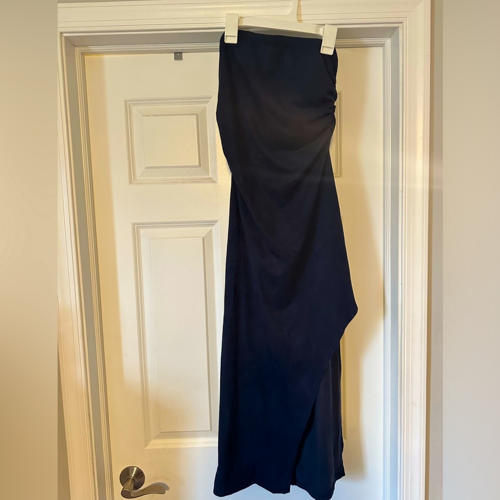 Windsor Navy Blue Strapless Midi Dress w/ Slit